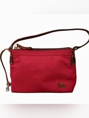 Dooney & Bourke Red Nylon Crossbody Bag with Leather Trim Zipper VGC